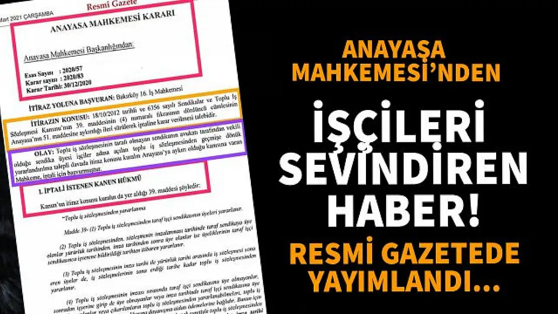 Anayasa Mahkemesi: İşçilerin TİS farklarını alması için sendika zorunluluğu yoktur!