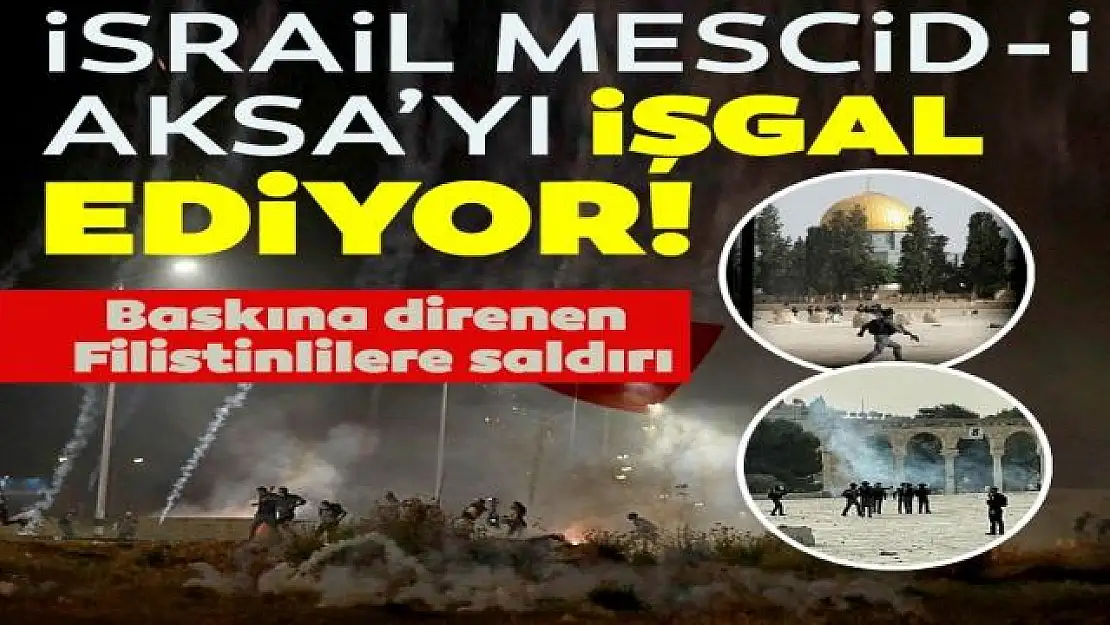 İsrail polisi Mescid-i Aksa'yı işgal ediyor! Baskına direnen Filistinlilere saldırı...