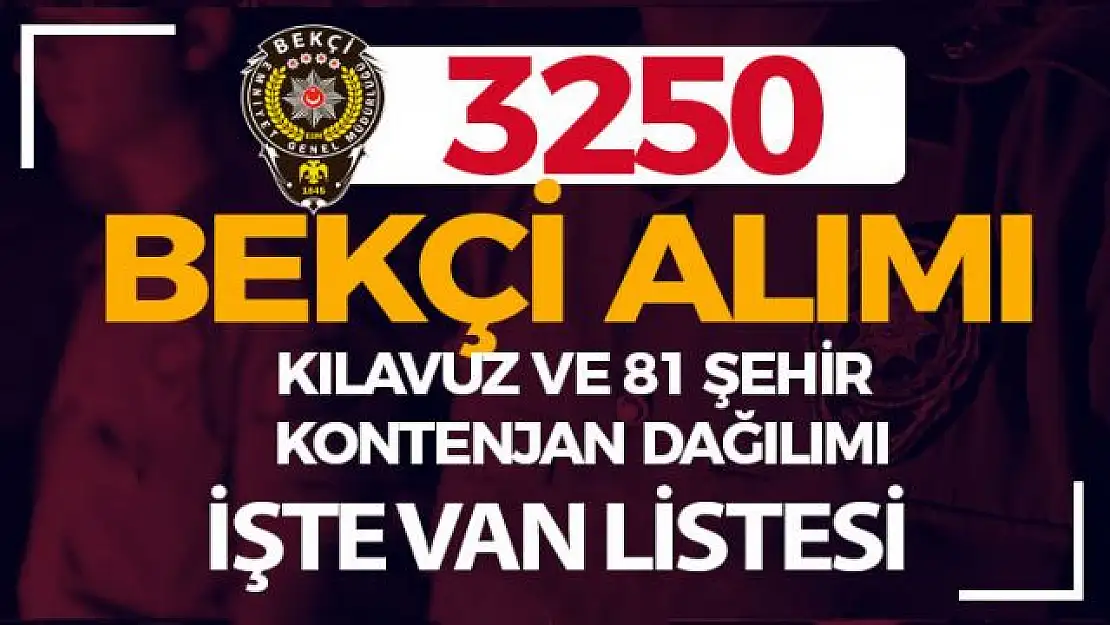 Van iline Bekçi alımı için başvurular başladı. 3250 Bekçi Alımı başvuru tarihleri ve şartları...