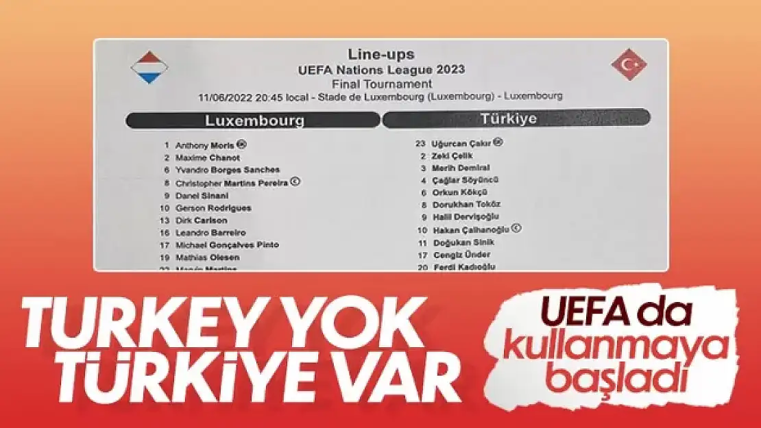 UEFA'dan 'Türkiye' değişikliği