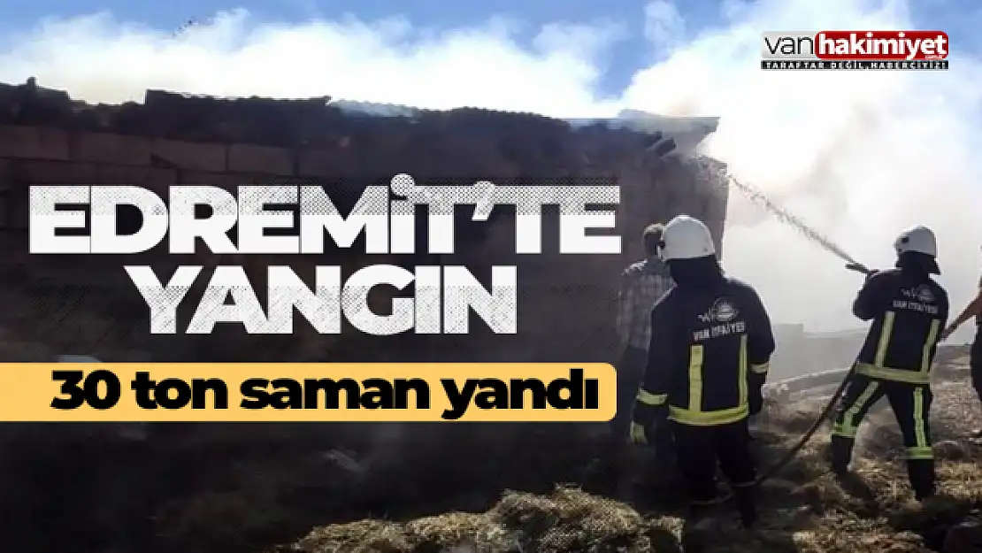 Edremit'te samanlık yangını