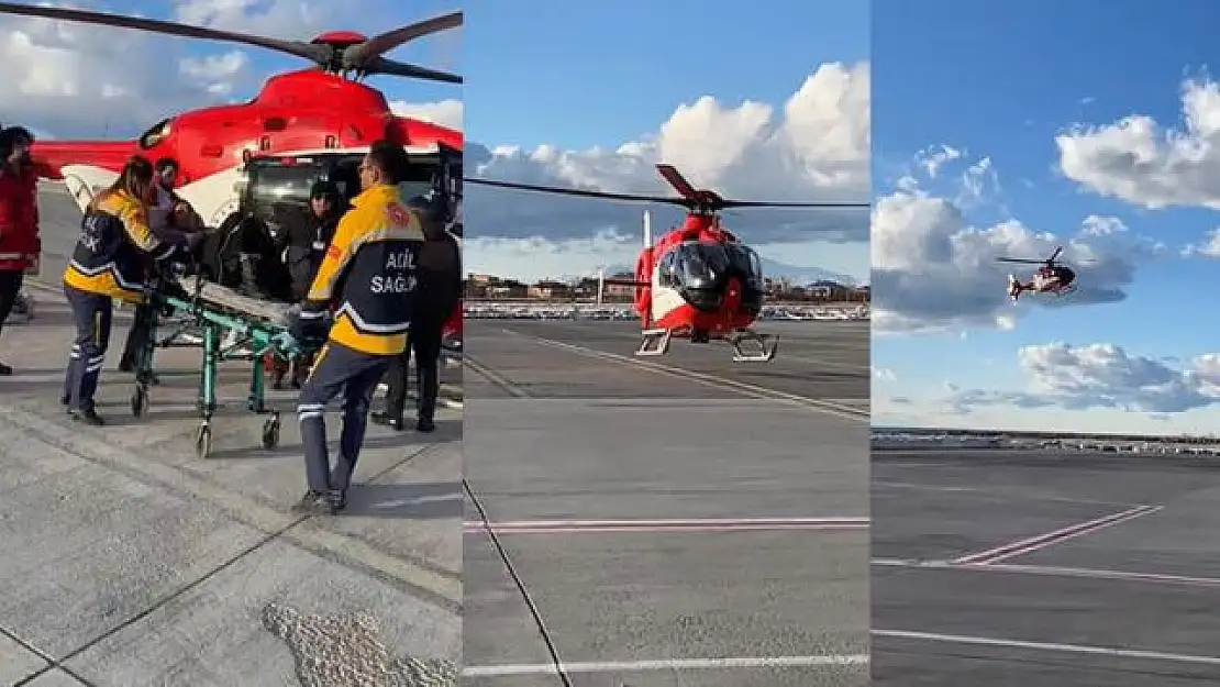 Doğum sancıları tutan kadın, ambulans helikopterle hastaneye ulaştırıldı