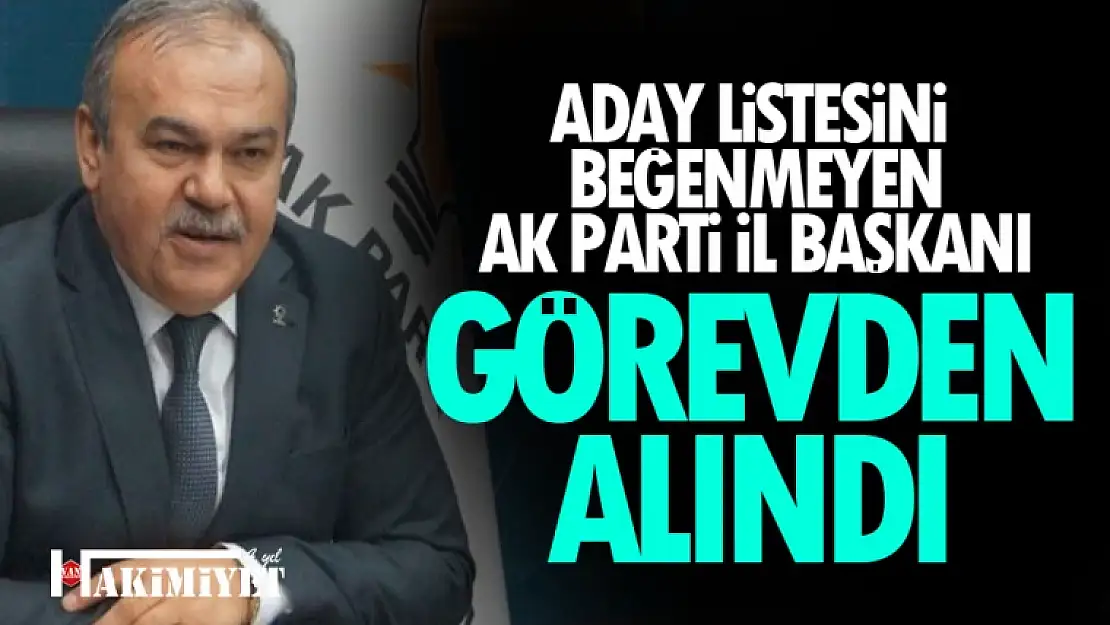 Aday listesine tepki gösteren AK Parti İl Başkanı görevden alındı
