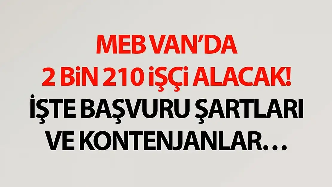 Van'da 2 bin 210 işçi alınacak! İşte başvuru şartları ve kontenjanlar…