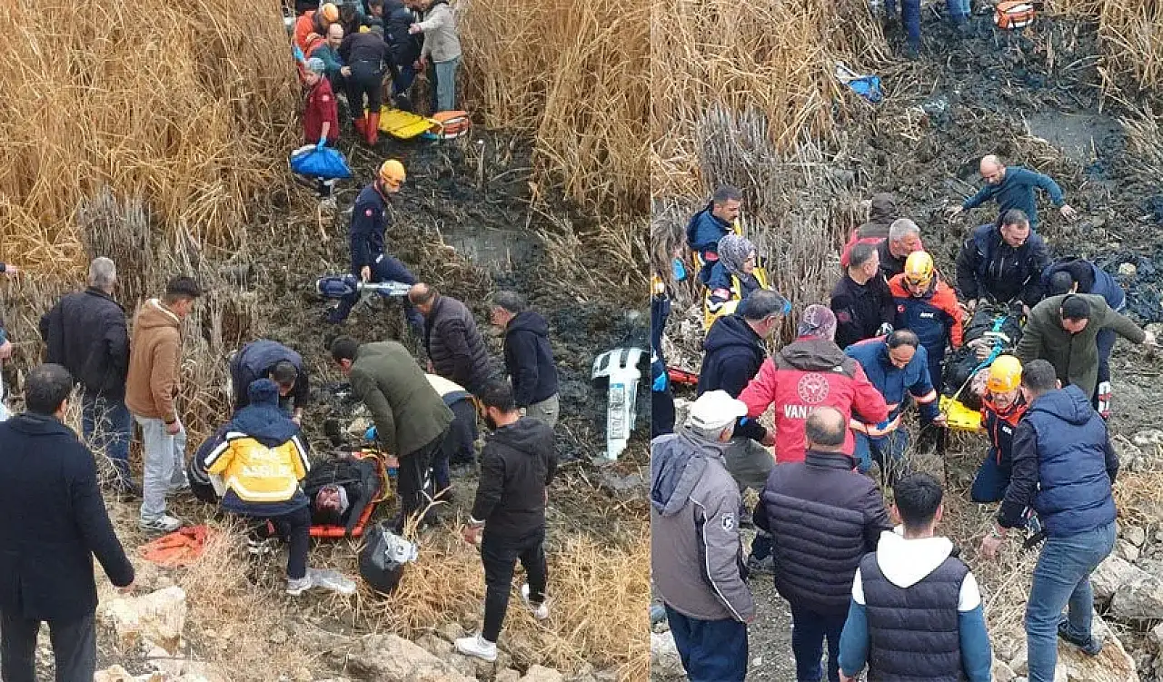 Van'da araç bataklığa uçtu! Yaralılar var...