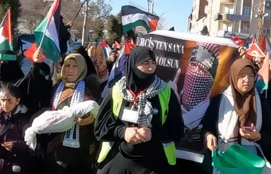 Erciş'te 'Filistin'e özgürlük İsrail'e lanet' yürüyüşü