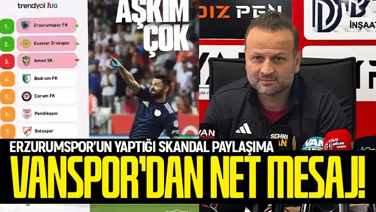 Erzurumspor'un yaptığı skandal Paylaşıma Van Spor’dan net mesaj