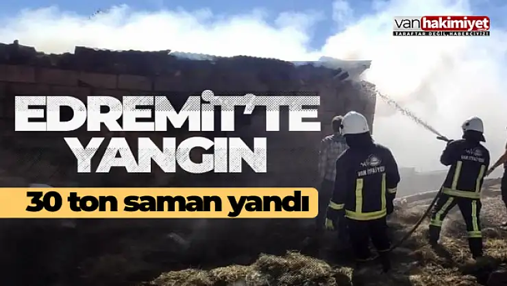 Edremit'te samanlık yangını