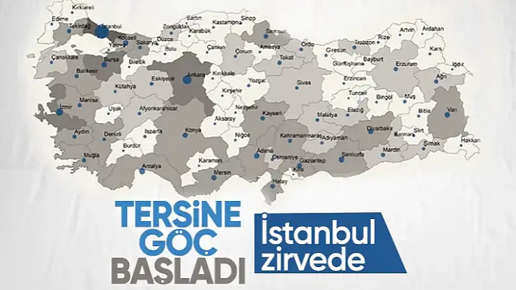 Türkiye'de geçen yılki iç göçün haritası yayınlandı! En çok göç alan il İstanbul