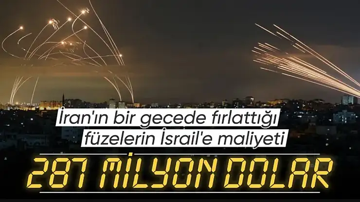 İran'ın bir gecede attığı füzelerin İsrail'e maliyeti 287 milyon dolar