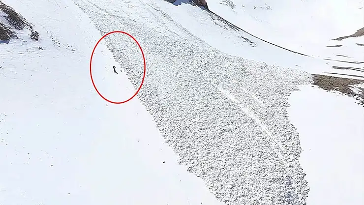 Van'da çığ altında kalan kayakçı kendi imkanlarıyla kurtuldu