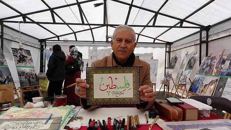 Vanlı hattat Filistin için yazdı