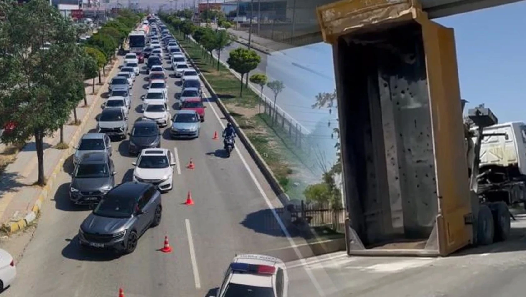 Van'da damperi açılan kamyon trafiği birbirine kattı!