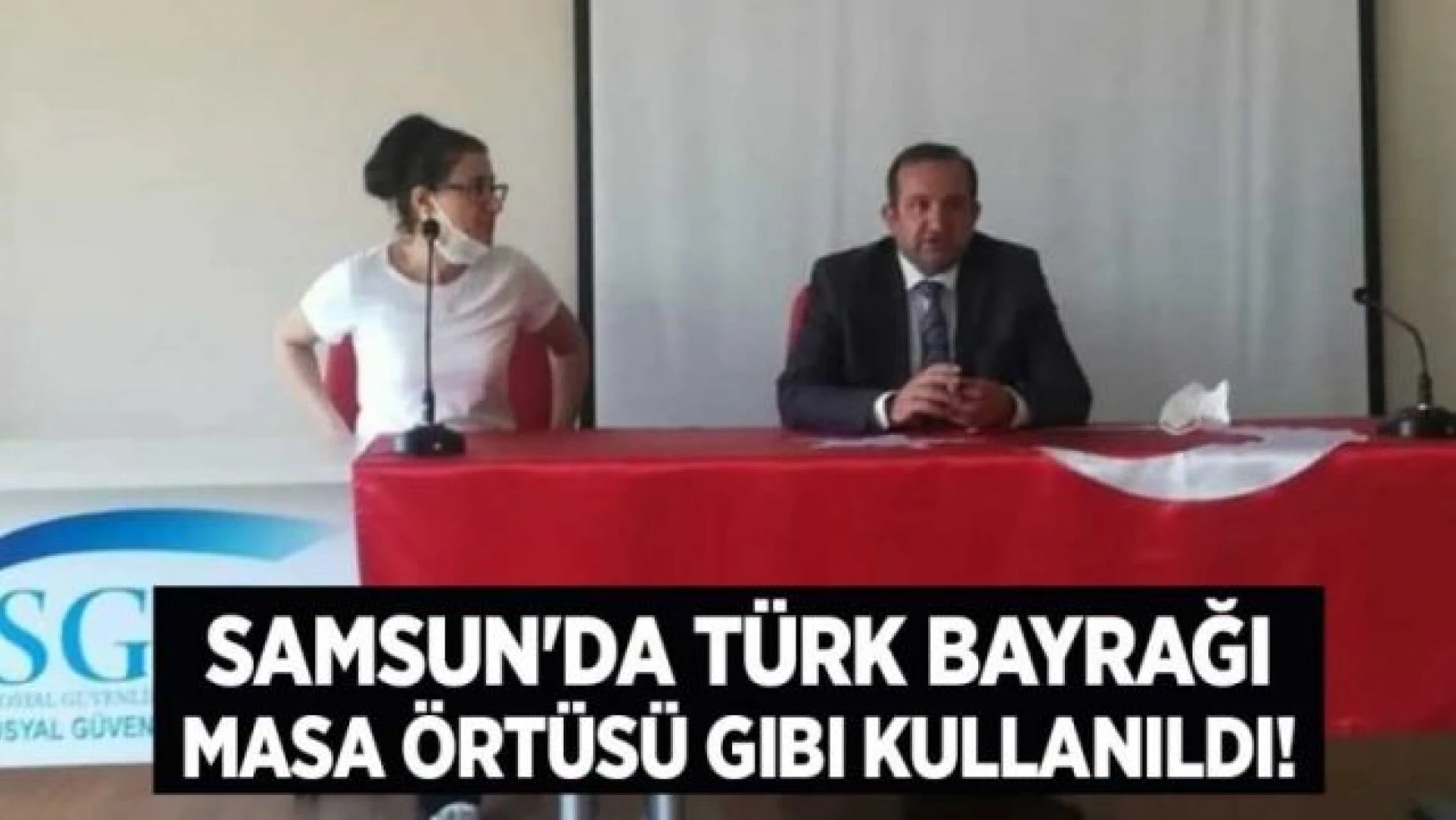 Tez-Koop İş Sendikası Başkanı Tarık Sayın, Türk Bayrağı'nı örtü yaptı!