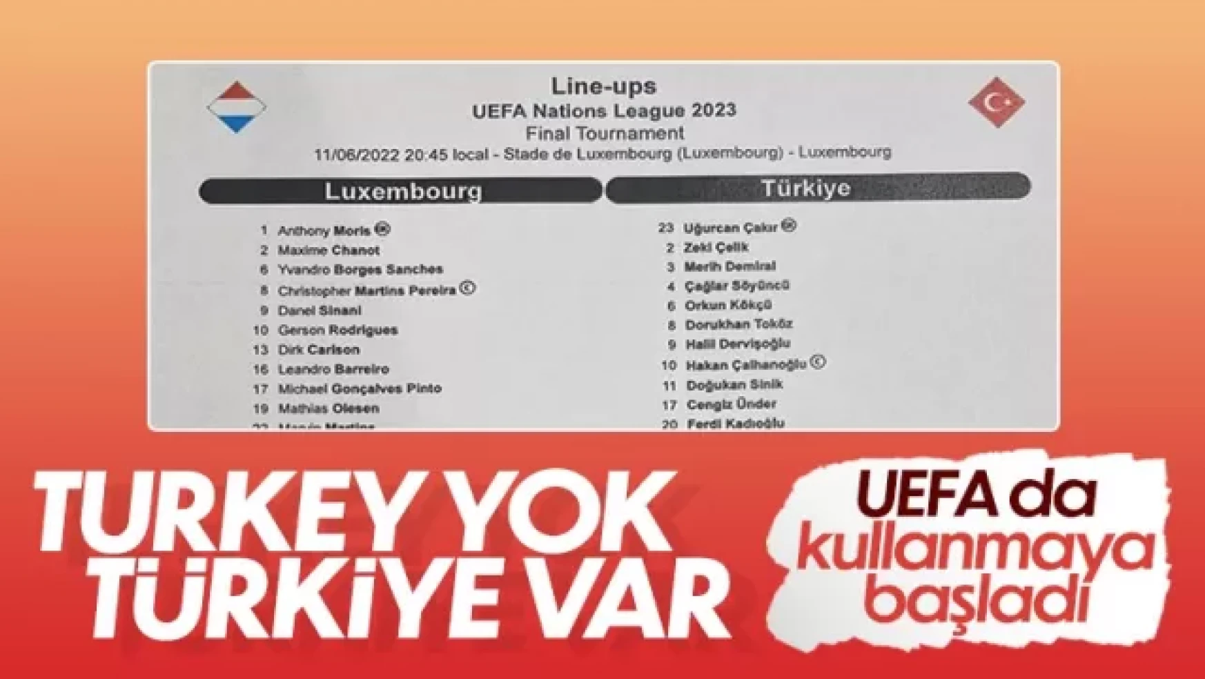 UEFA'dan 'Türkiye' değişikliği